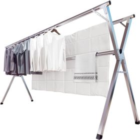 95 Inches Clothes Drying Rack Clothing Folding Indoor Outdoor, Heavy Duty Stainless Steel Laundry Drying Rack, Folda