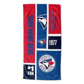 [Personalization Only] OFFICIAL MLB Colorblock Personalized Beach Towel - Blue Jays