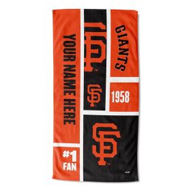 [Personalization Only] OFFICIAL MLB Colorblock Personalized Beach Towel - SF Giants