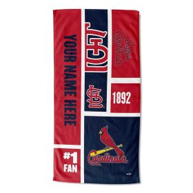 [Personalization Only] OFFICIAL MLB Colorblock Personalized Beach Towel - Cardinals