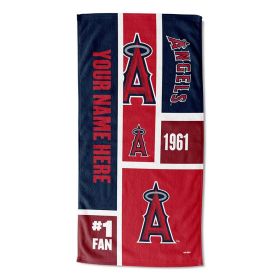 [Personalization Only] OFFICIAL MLB Colorblock Personalized Beach Towel - Angels