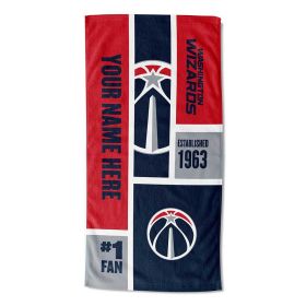 [Personalization Only] OFFICIAL NBA Colorblock Personalized Beach Towel - Washington Wizards