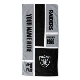 [Personalization Only] OFFICIAL NFL Colorblock Personalized Beach Towel - Raiders