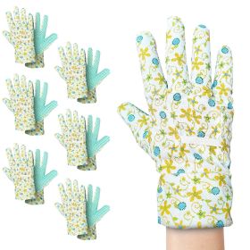 Floral Gardening Gloves Medium Size; Pack of 12 Yellow Cotton Garden Gloves Women; Breathable and Knit Winter Gardening Gloves Coated Cotton; Durable