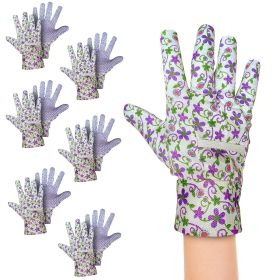 Floral Gardening Gloves Medium Size; Pack of 12 Violet Cotton Garden Gloves Women; Breathable and Knit Winter Gardening Gloves Coated Cotton; Durable