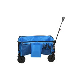 Camping All-terrain Folding Wagon with Oversized Wheels;  Blue and Red (Color: Blue)