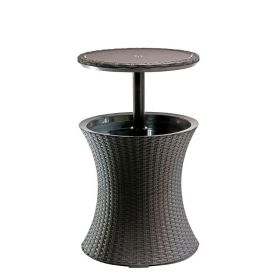 Patio Furniture Rattan Style Patio Beverage Cooler Bar Table (Type: Beverage Cooler Bar Table, Color: Brown)