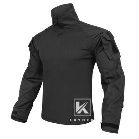 KRYDEX G3 Combat Shirt with Elbow Pads For Hunting Outdoor CP Style Tops Tactical BDU Clothes MC Tiger Stripes Shirts (Color: BK, size: L)