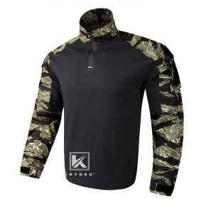 KRYDEX G3 Combat Shirt with Elbow Pads For Hunting Outdoor CP Style Tops Tactical BDU Clothes MC Tiger Stripes Shirts (Color: GT, size: XXL)