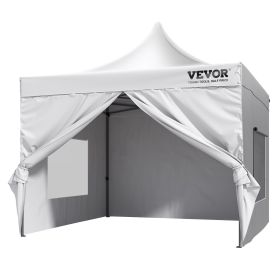 VEVOR 10x10 FT Pop up Canopy with Removable Sidewalls, Instant Canopies Portable Gazebo & Wheeled Bag, UV Resistant Waterproof, Enclosed Canopy Tent f (Color: White, size: 10 x 10 ft)